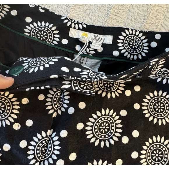 Boden Pants Women's US 6 Thea Linen Blend Black White Sun Flower Tailored Boho - Picture 7 of 10